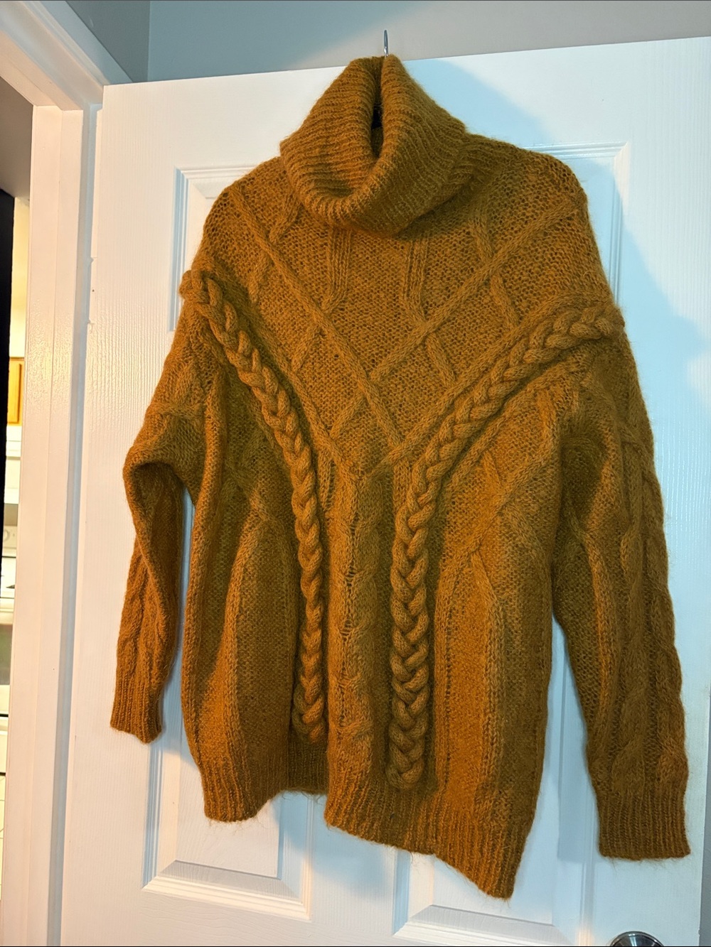 Zara Cable Knit Turtleneck Sweater - Mustard Gold